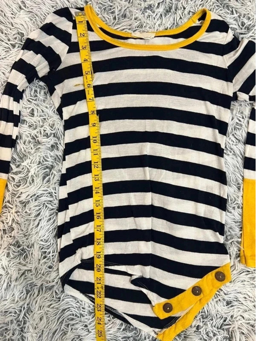 Big Bliss Navy Ivory Stripe Tunic Top Mustard Yellow - Picture 7 of 7